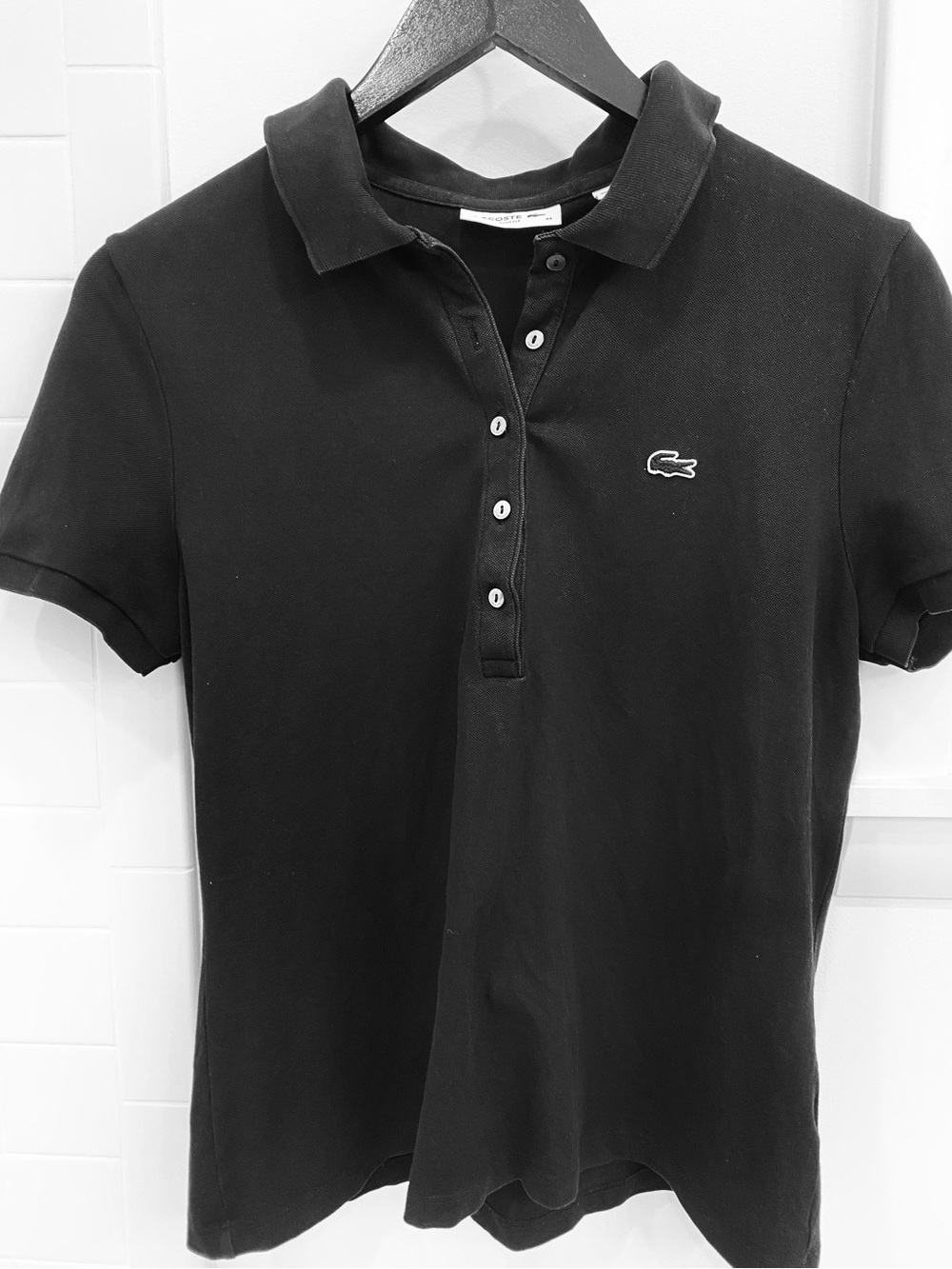 Lacoste‎ Women’s Polo Slim Fit Black– Size 44 (US Large)